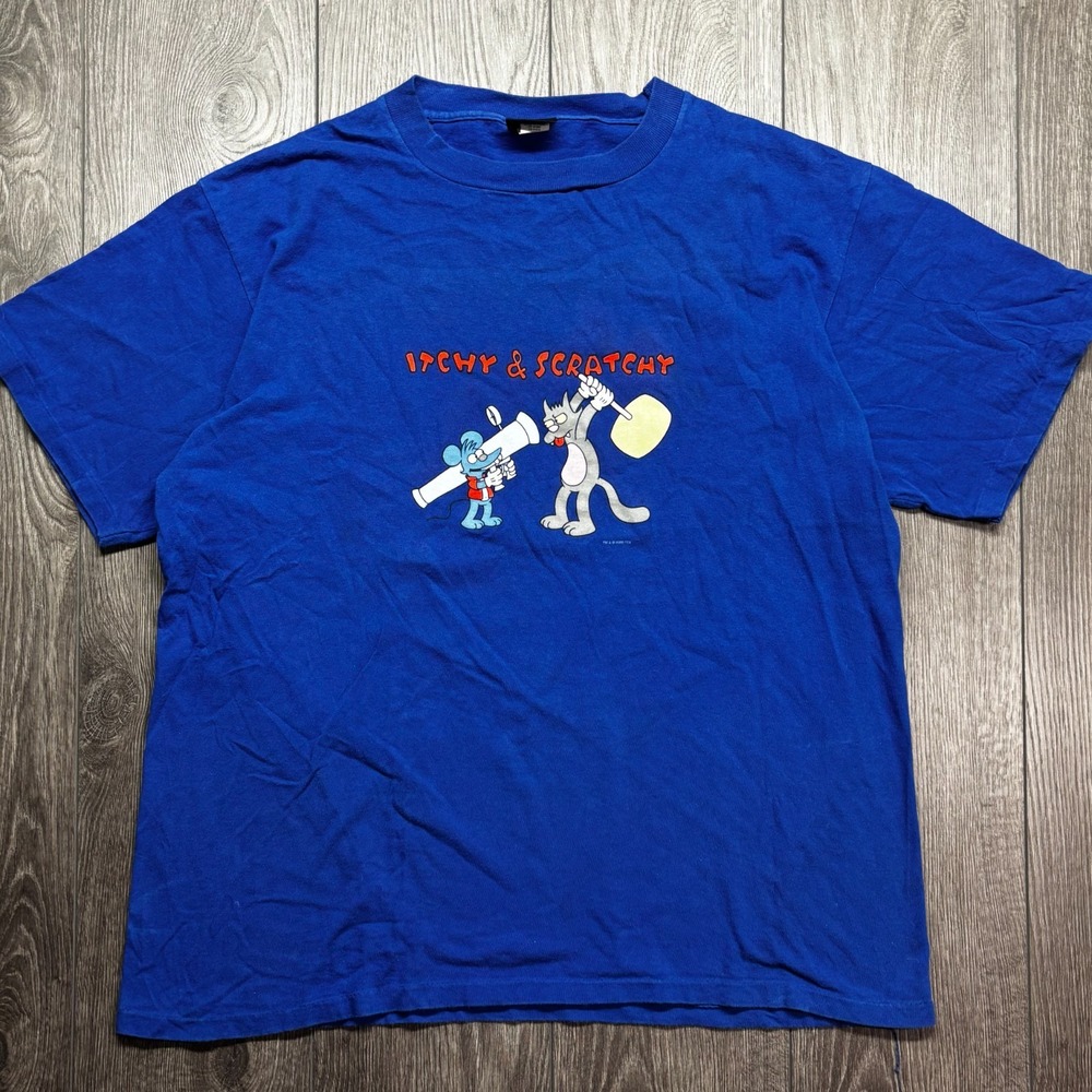 Vintage 2000 Itchy & Scratchy Shirt Mens XL Single Stitch The Simpsons Changes